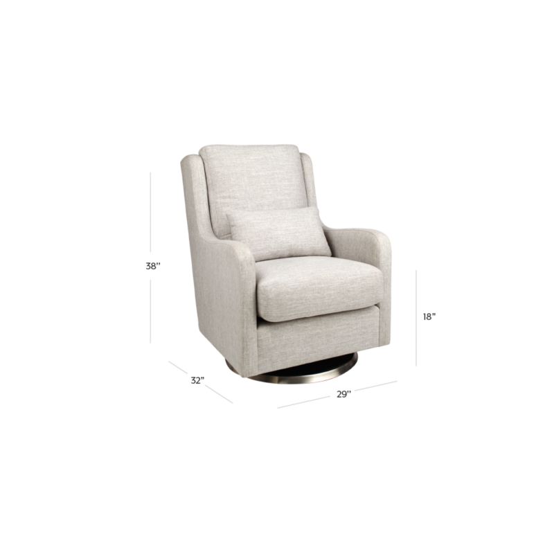 View Milo Grey Nursery Swivel Glider Chair with Silver Base - image 3 of 19