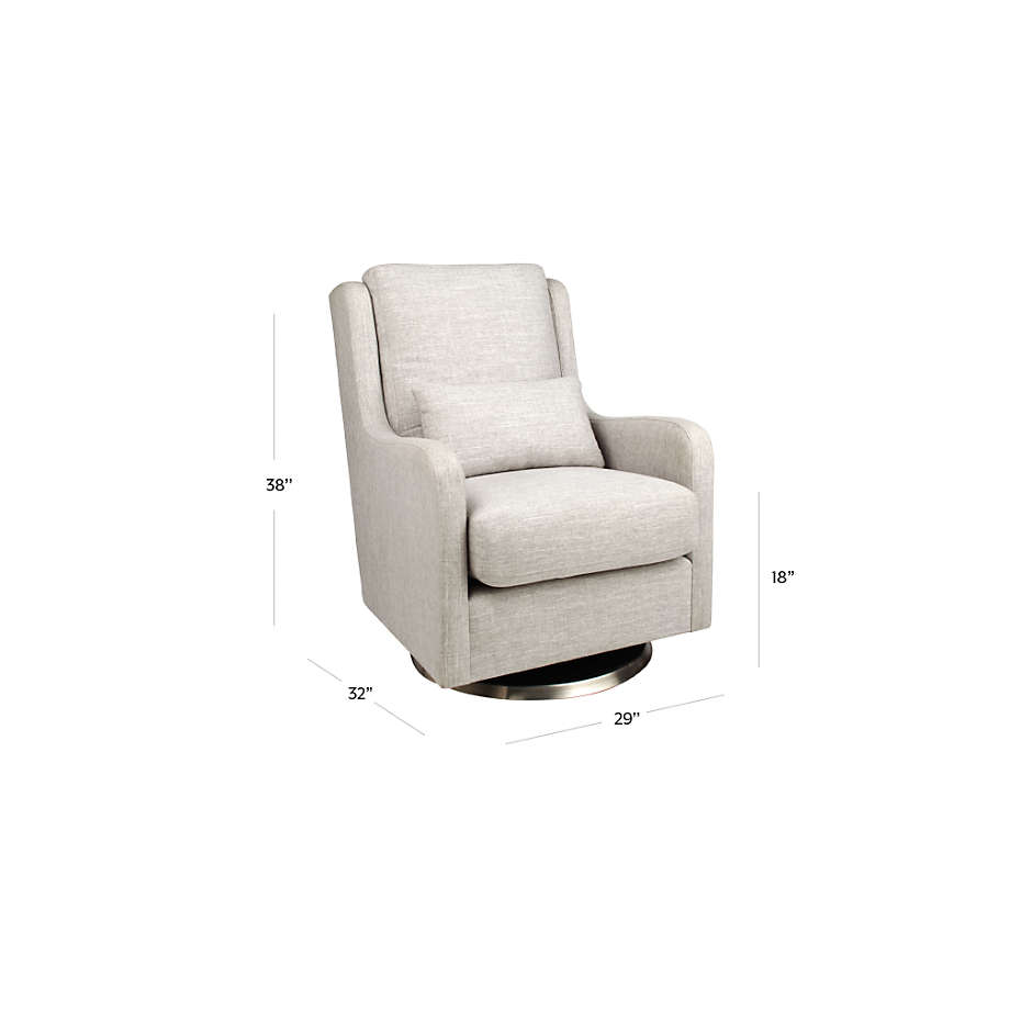 View Milo Grey Nursery Swivel Glider Chair and Ottoman with Silver Bases - image 2 of 16