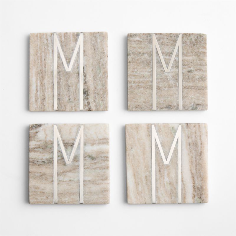Tuscan Kitchen Marble "M" Monogram Coasters, Set of 4 - image 3 of 4