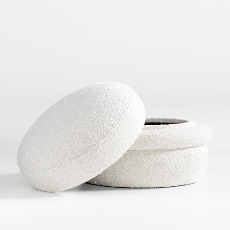 Macaron Cream Boucle Round Storage Nursery Ottoman by Leanne Ford - image 10 of 12