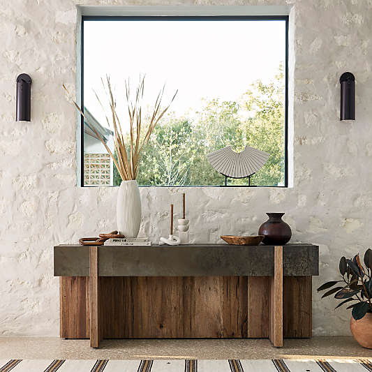 Mackinley Grey Iron and Oak Wood 79" Console Table