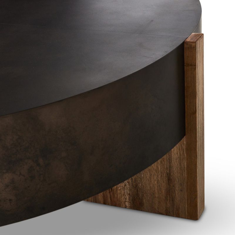 Mackinley Bronze Iron and Oak Wood 42" Round Coffee Table - image 5 of 7