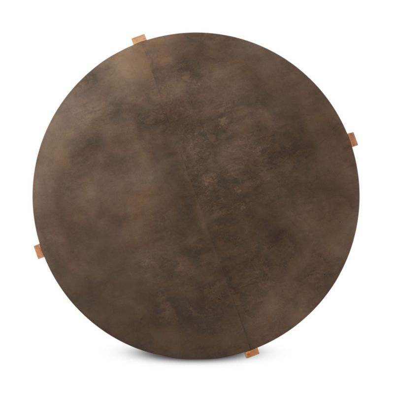 Mackinley Bronze Iron and Oak Wood 42" Round Coffee Table - image 4 of 7