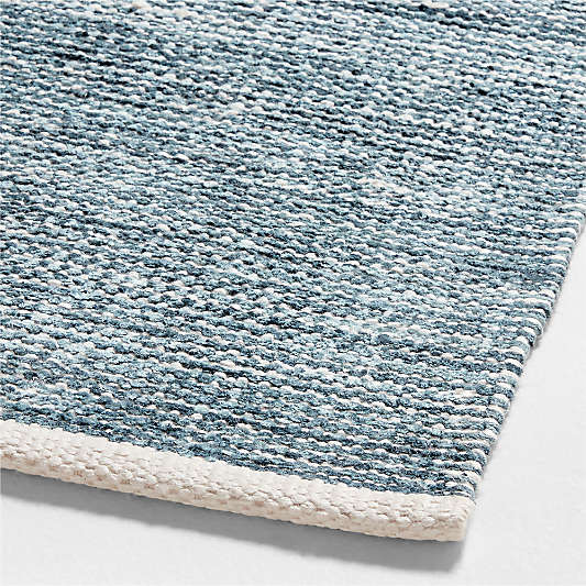 Macon Chenille Blue and Ivory Hand-Braided Rug