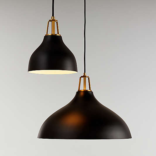 Maddox Black Bell Small Pendant Light with Brass Socket