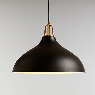 Maddox Black Bell Large Pendant Light with Brass Socket