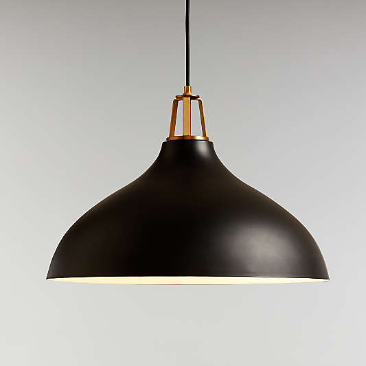 Maddox Black Bell Large Pendant Light with Brass Socket