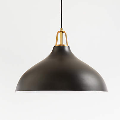 Maddox Black Bell Large Pendant Light with Brass Socket