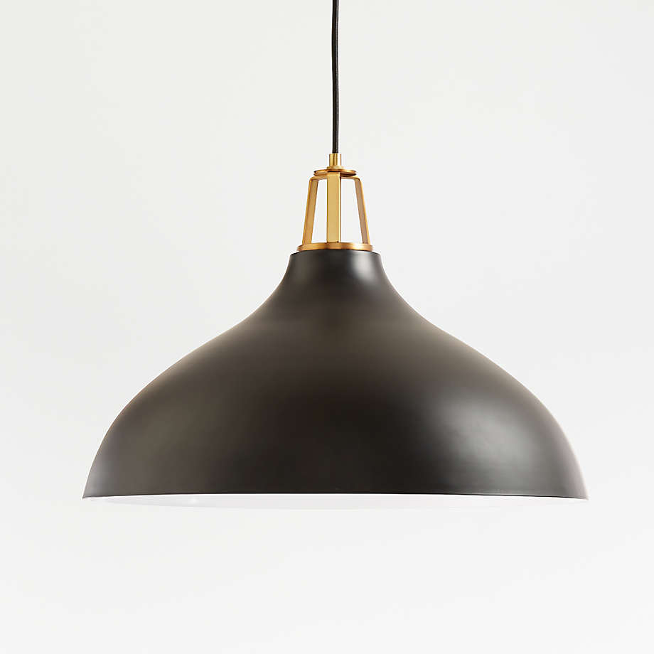 Maddox Black Bell Large Pendant Light with Brass Socket + Reviews