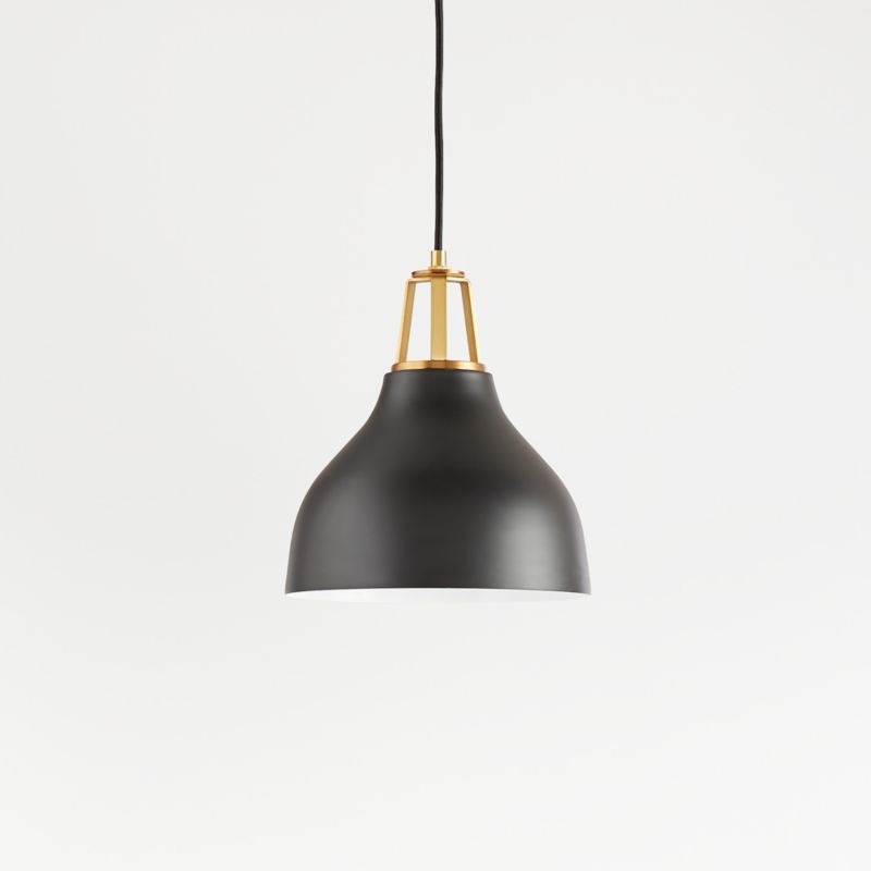 Maddox Black Bell Small Pendant Light with Brass Socket - image 0 of 9