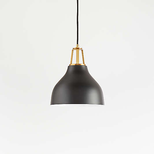 Maddox Black Bell Small Pendant Light with Brass Socket