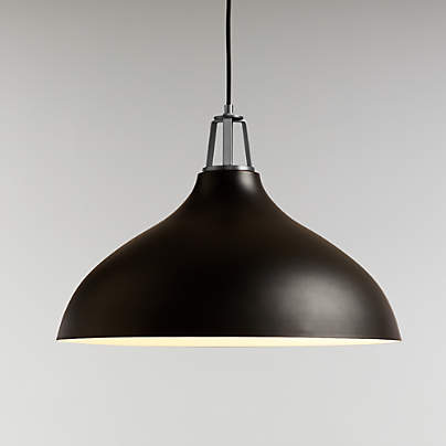 Maddox Black Bell Large Pendant Light with Nickel Socket