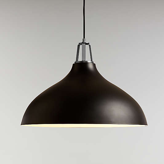 Maddox Black Bell Large Pendant Light with Nickel Socket