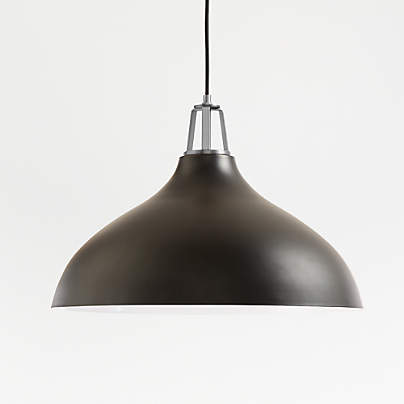 Maddox Black Bell Large Pendant Light with Nickel Socket