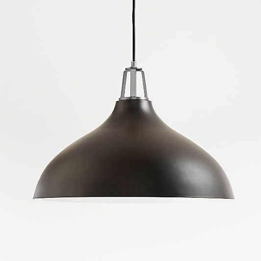 Maddox Black Bell Large Pendant Light with Nickel Socket