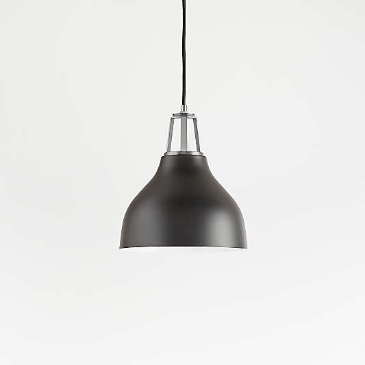 Maddox Black Bell Small Pendant Light with Nickel Socket