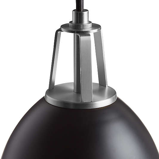 Maddox Black Dome Pendant Large with Nickel Socket