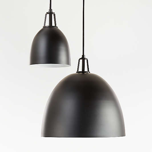 Maddox Black Dome Large Pendant Light with Black Socket