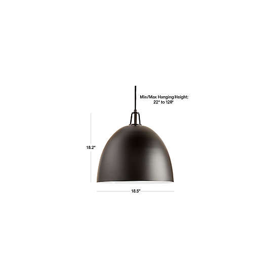 Maddox Black Dome Large Pendant Light with Brass Socket