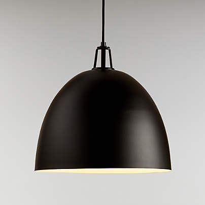 Maddox Black Dome Large Pendant Light with Black Socket