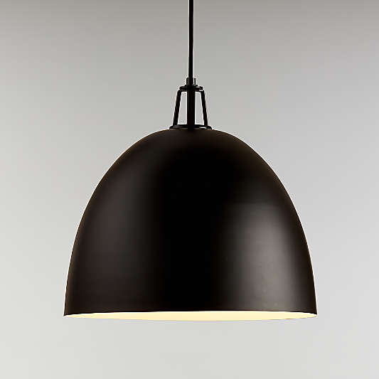 Maddox Black Dome Large Pendant Light with Black Socket