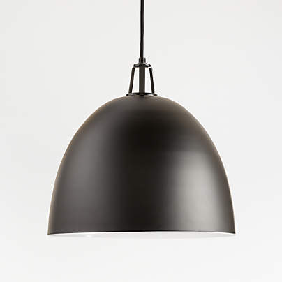 Maddox Black Dome Large Pendant Light with Black Socket