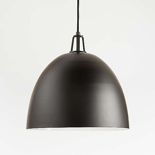 Maddox Black Dome Large Pendant Light with Black Socket