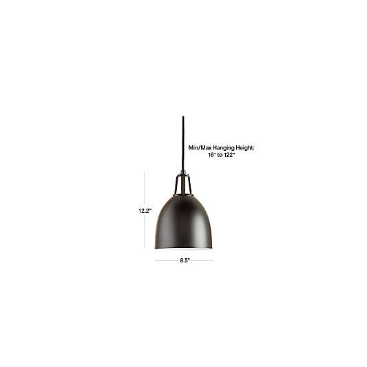 Maddox Black Dome Pendant Small with Nickel Socket