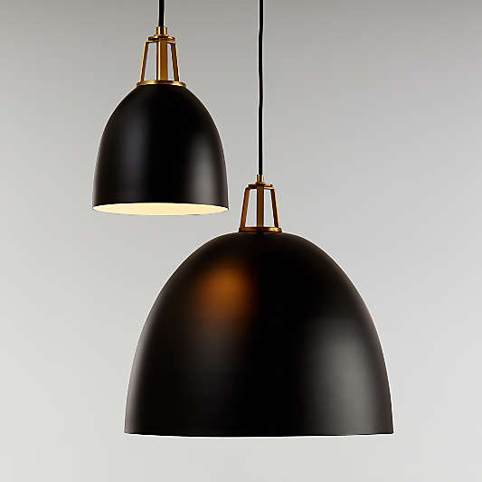 Maddox Black Dome Pendant with Brass Socket