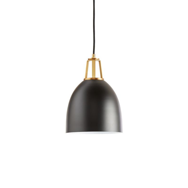 Maddox Black Dome Small Pendant Light with Brass Socket - image 7 of 10