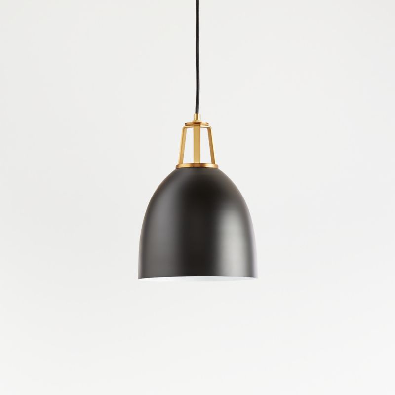 Maddox Black Dome Small Pendant Light with Brass Socket - image 0 of 10