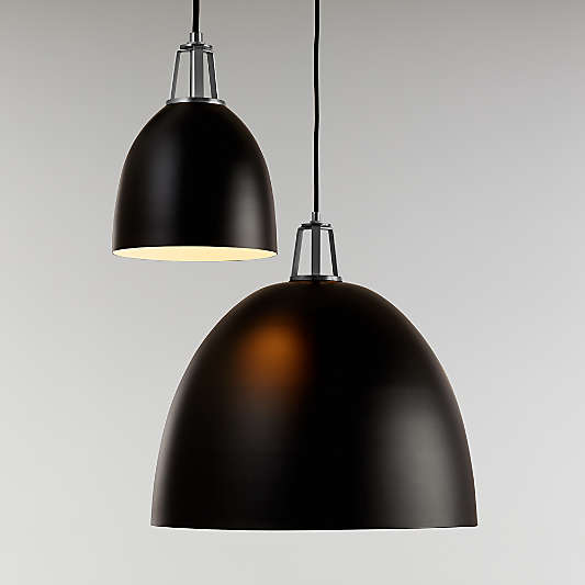 Maddox Black Dome Pendant with Nickel Socket