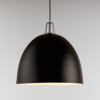 Maddox Black Dome Pendant Large with Nickel Socket