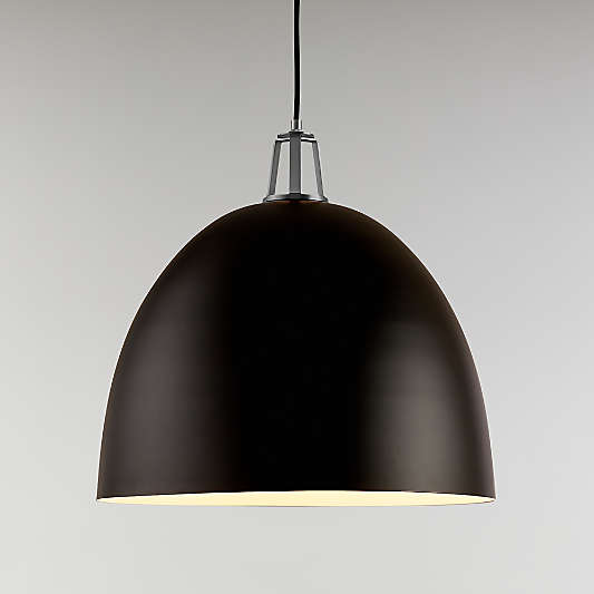 Maddox Black Dome Pendant Large with Nickel Socket