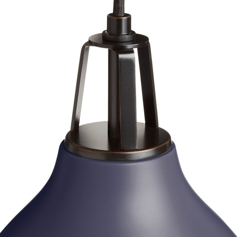 Maddox Navy Bell Pendant Light with Black Socket