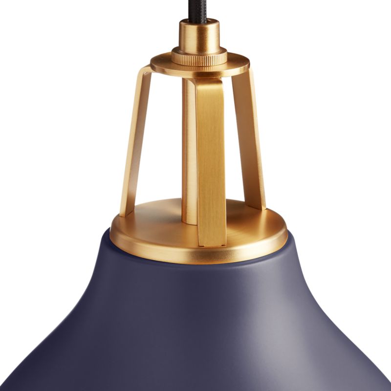 Maddox Navy Bell Pendant Light with Brass Socket