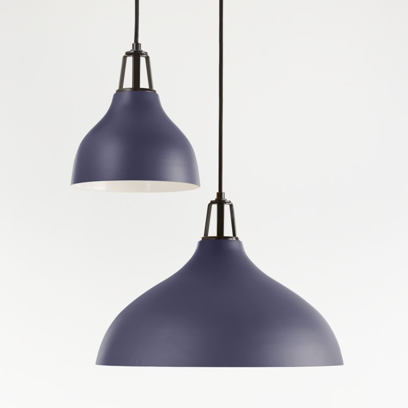 Maddox Navy Bell Pendant Light with Black Socket