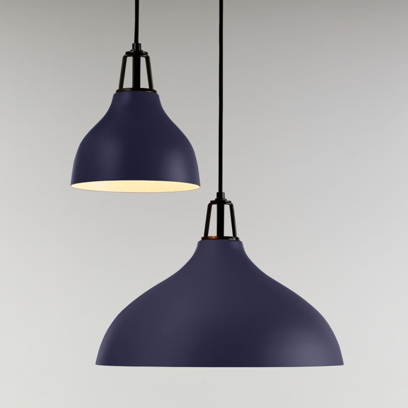 Maddox Navy Bell Pendant Light with Black Socket