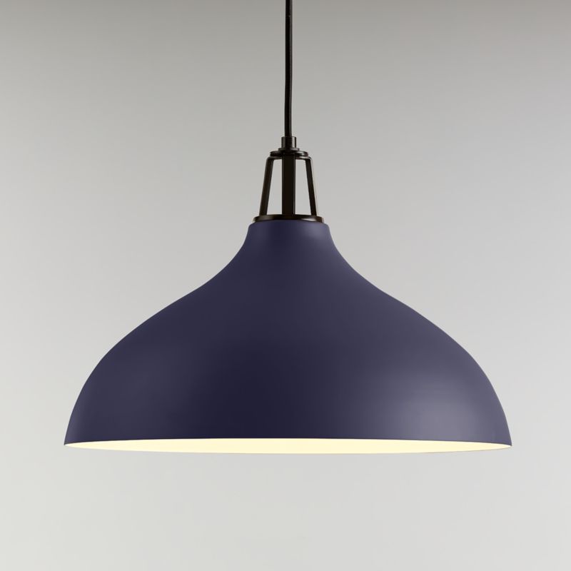 Maddox Navy Bell Pendant Light with Black Socket