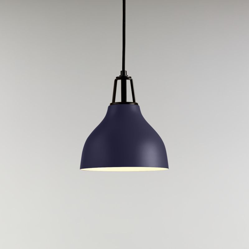 Maddox Navy Bell Pendant Light with Black Socket