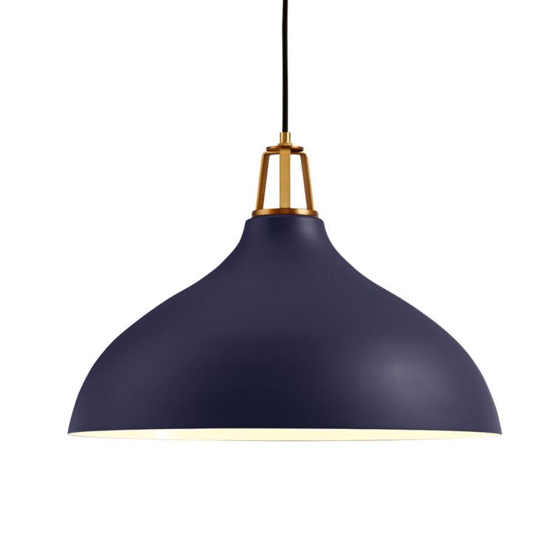 Maddox Navy Bell Pendant Light with Brass Socket