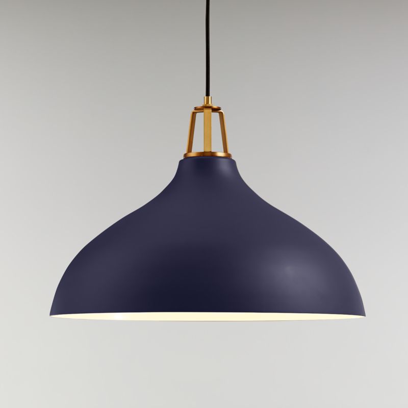 Maddox Navy Bell Pendant Light with Brass Socket