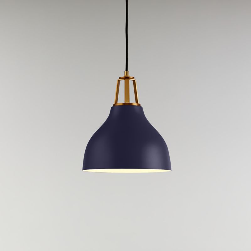 Maddox Navy Bell Pendant Light with Brass Socket