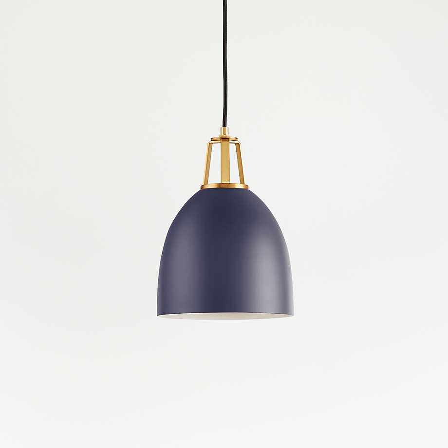 Maddox Navy Dome Small Pendant Light with Brass Socket + Reviews ...