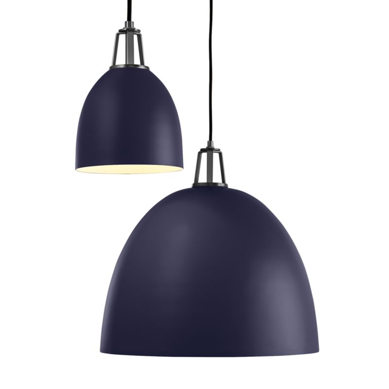 Maddox Navy Dome Pendant with Nickel Socket