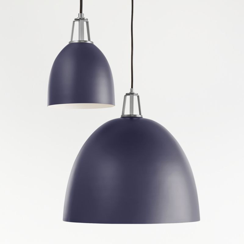 Maddox Navy Dome Pendant with Nickel Socket