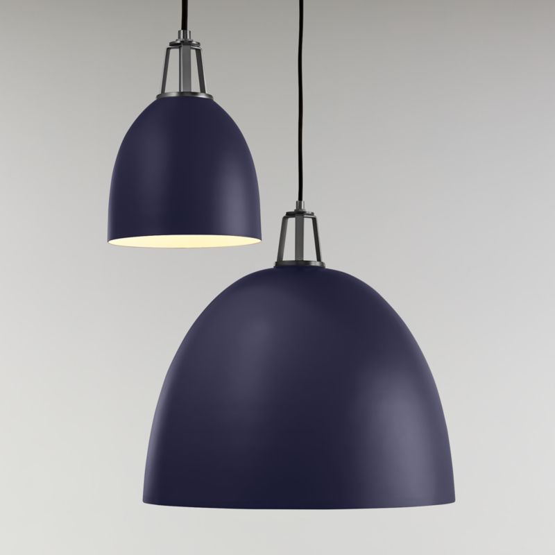 Maddox Navy Dome Pendant with Nickel Socket