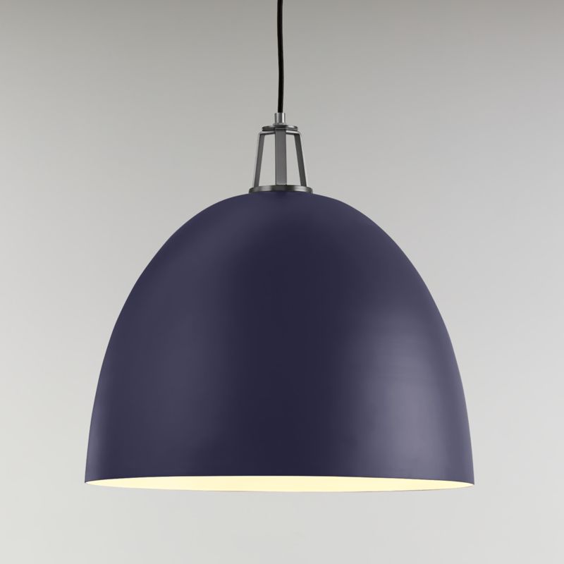 Maddox Navy Dome Pendant with Nickel Socket