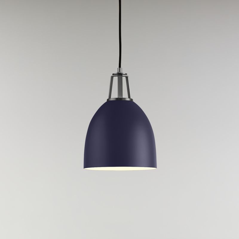 Maddox Navy Dome Pendant with Nickel Socket