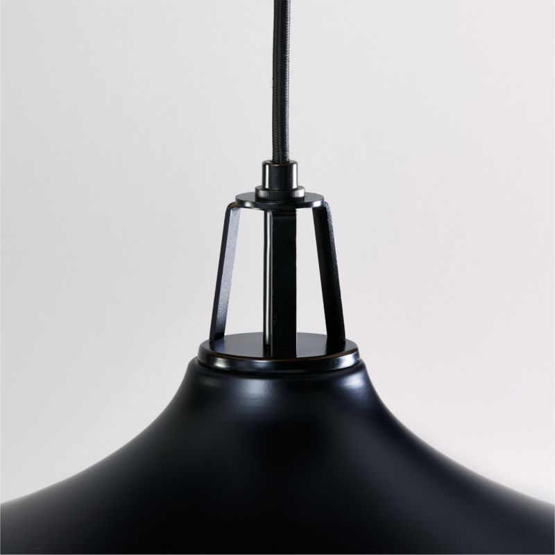 Maddox Oversized Black Dome Pendant Light with Black Socket